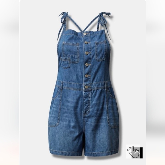 Torrid overalls, Lightweight Denim Short overalls, jumpsuit  plus size 26 - Picture 1 of 6